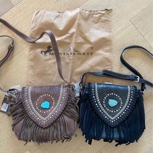 Montana West Fringe Turquoise Handbag Purse BLACK